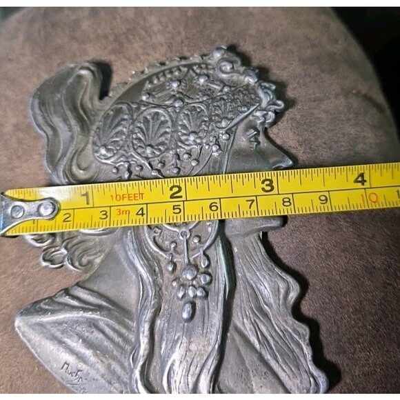 Vintage Alphonse Mucha Inspired Pewter Belt Buckle Indiana Metal Craft Boho Bold - Picture 11 of 11